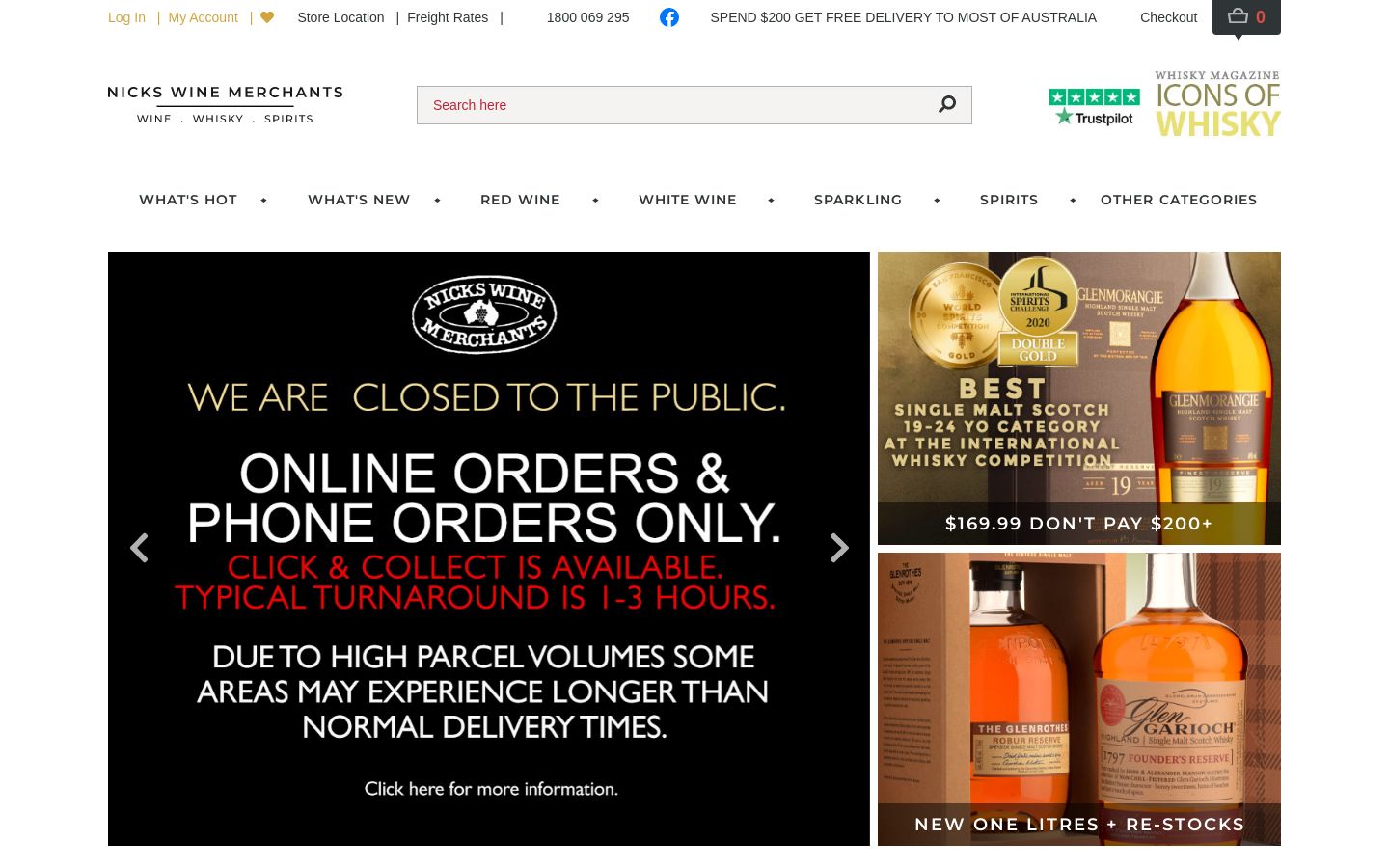 Nicks Wine Merchants website shown on desktop