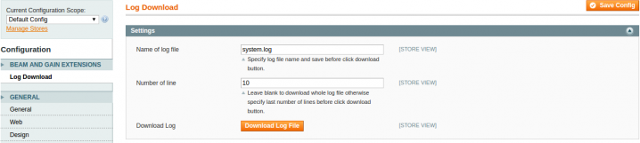 Log download settings