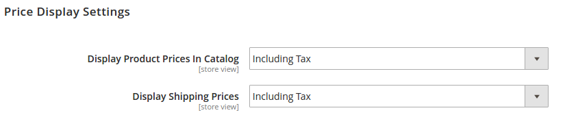 Magento 2 Tax Price Display Options